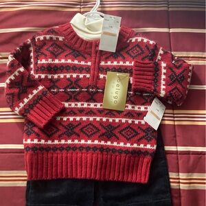 Baby Boy BELUGA  NWT 3PC Fair Isle Sweater Set 12M